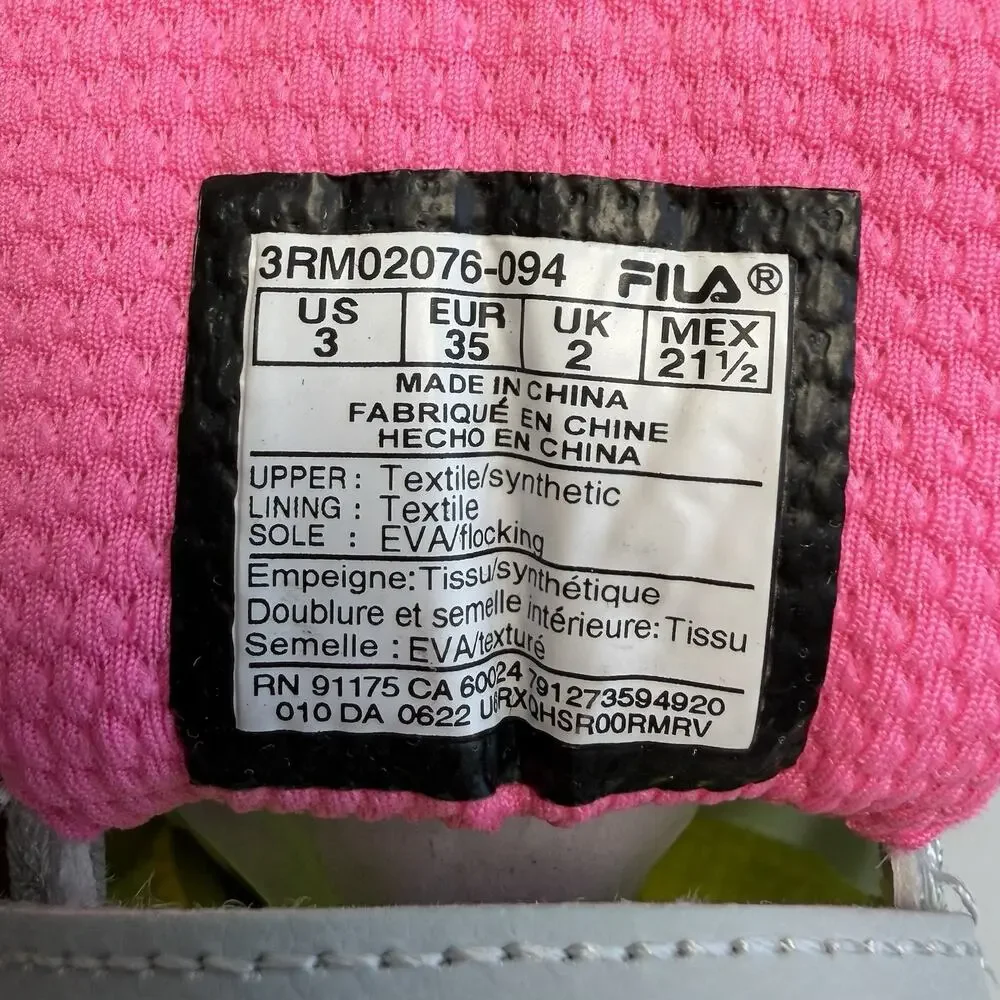 NEW NIB FILA Fantom 8 Strap Girls Athletic Sneakers Grey Pink Kids US Size 3